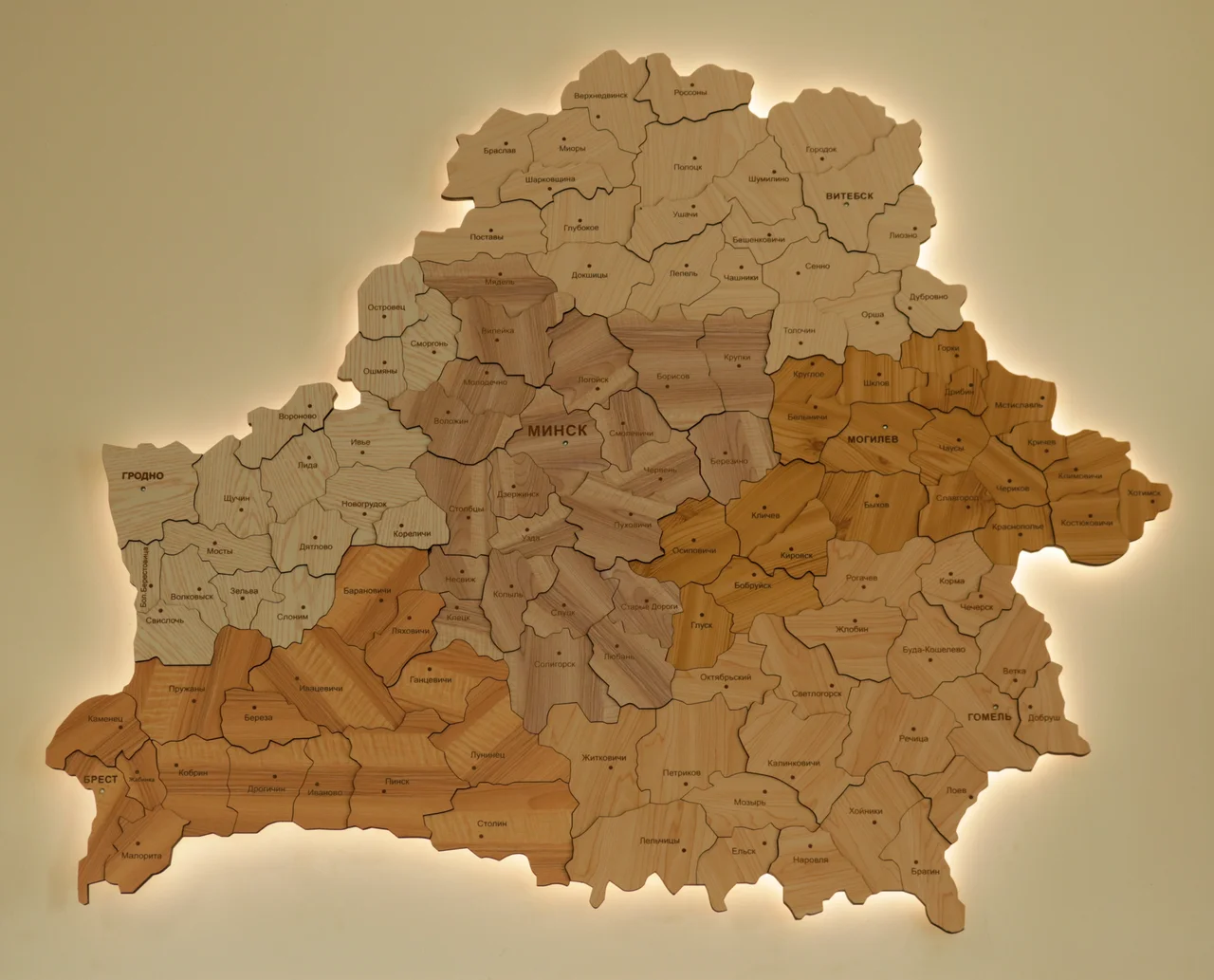 Карта Беларуси с районами и городами